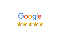 generate me a google logo with 5 stars beneath it